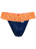 CandyMan 95015 Men's Underwear Seductive Lace Thongs Color Blue-Hot Orange