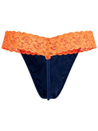 CandyMan 95015 Men's Underwear Seductive Lace Thongs Color Blue-Hot Orange