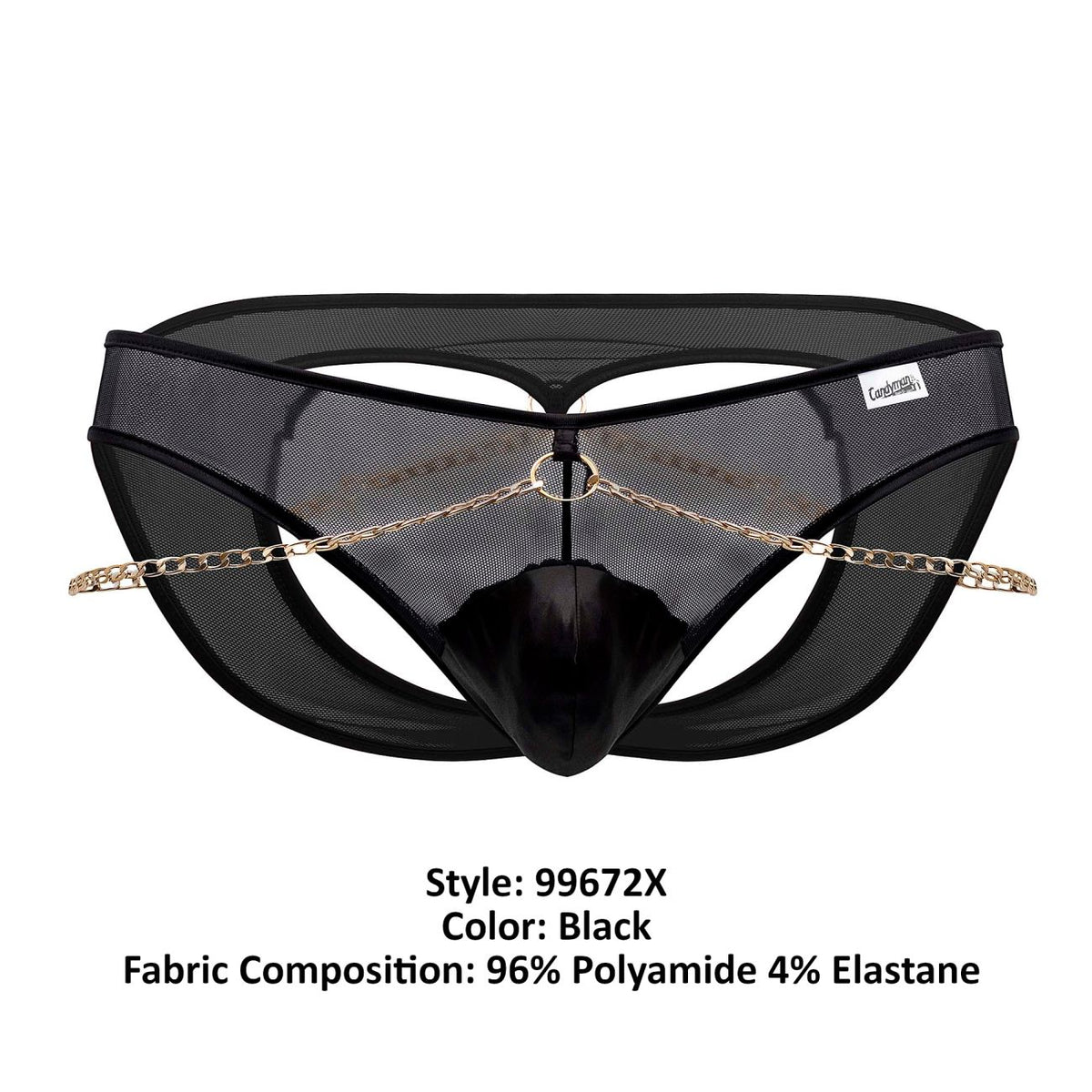 CandyMan Men's Underwear 99672X Chain Jock Briefs Color Black