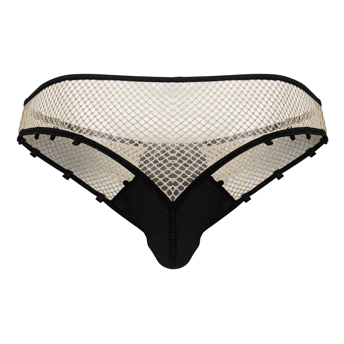 CandyMan Men's Underwear 99860 Fishnet Thongs Color Nude-Black