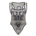 CandyMan Men's Underwear 99869 Egyptian Bodysuit Color Nude-Black