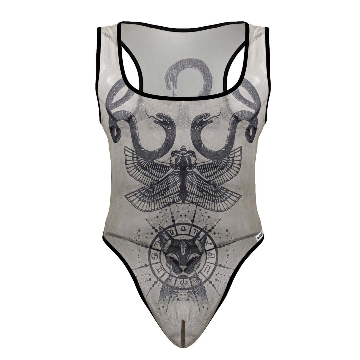 CandyMan Men's Underwear 99869 Egyptian Bodysuit Color Nude-Black