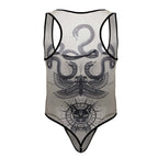 CandyMan Men's Underwear 99869 Egyptian Bodysuit Color Nude-Black