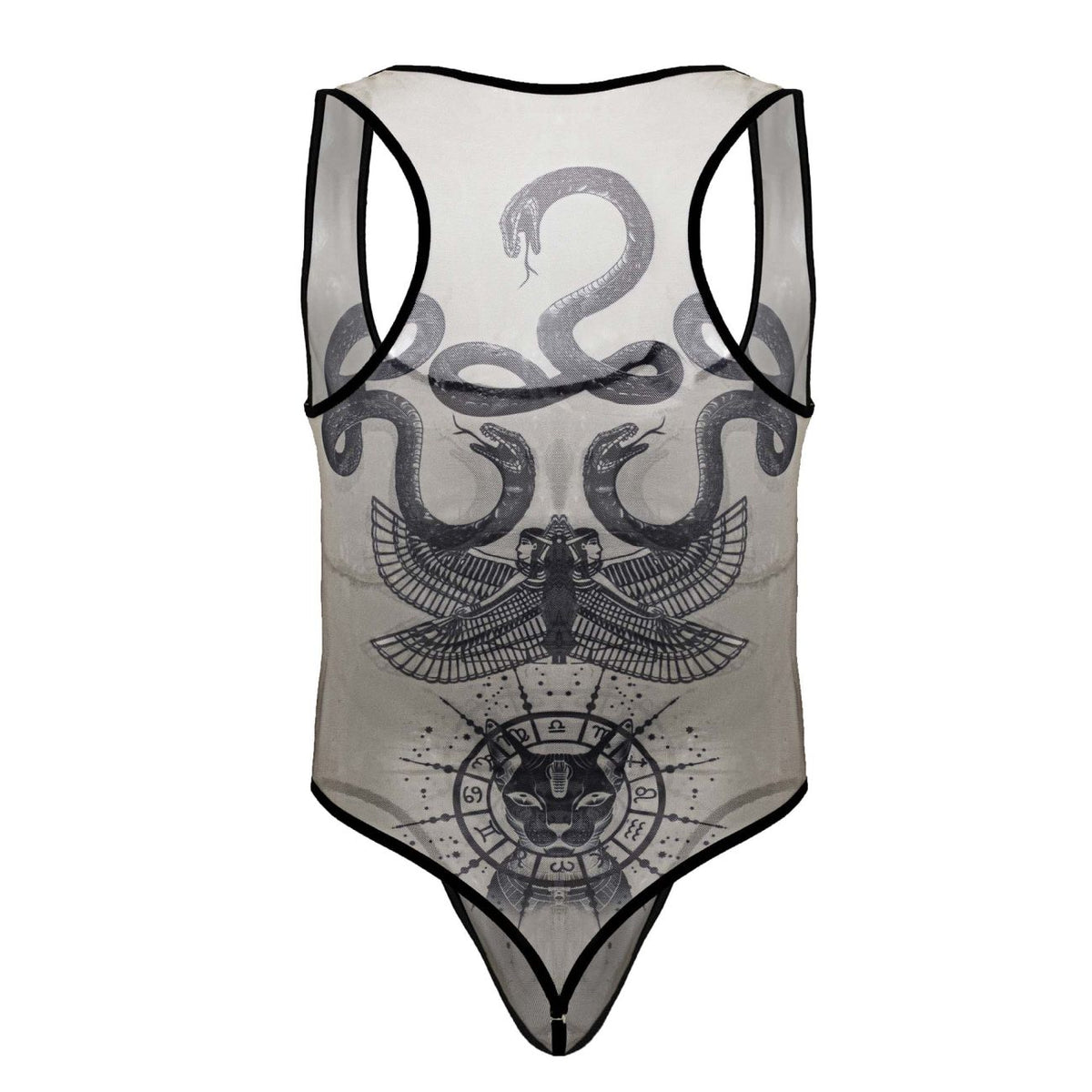 CandyMan Men's Underwear 99869 Egyptian Bodysuit Color Nude-Black