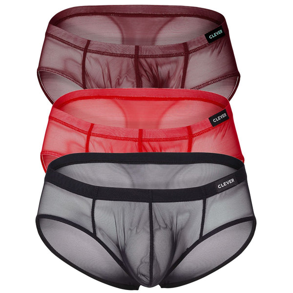 Clever 519962 3PK Australian Latin Briefs Briefs Color Red-Black-Grape