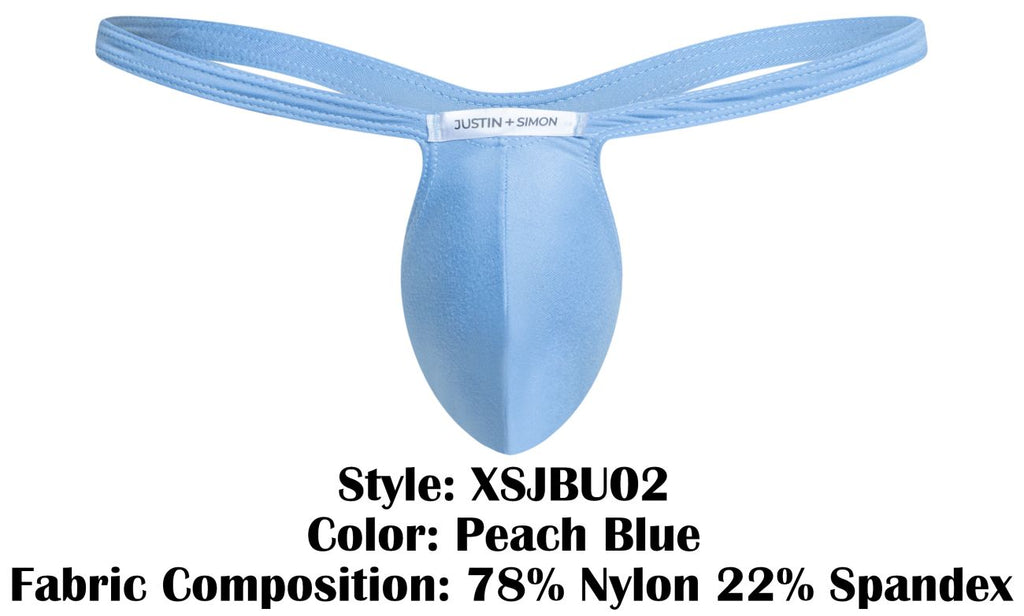JUSTIN+SIMON Men's Underwear XSJBU02 Bulge Thongs Color Peach Blue