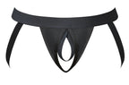 Male Power Men's Underwear 348-304 Open Ended Jock Open Front Elastic Cock Ring Color Black