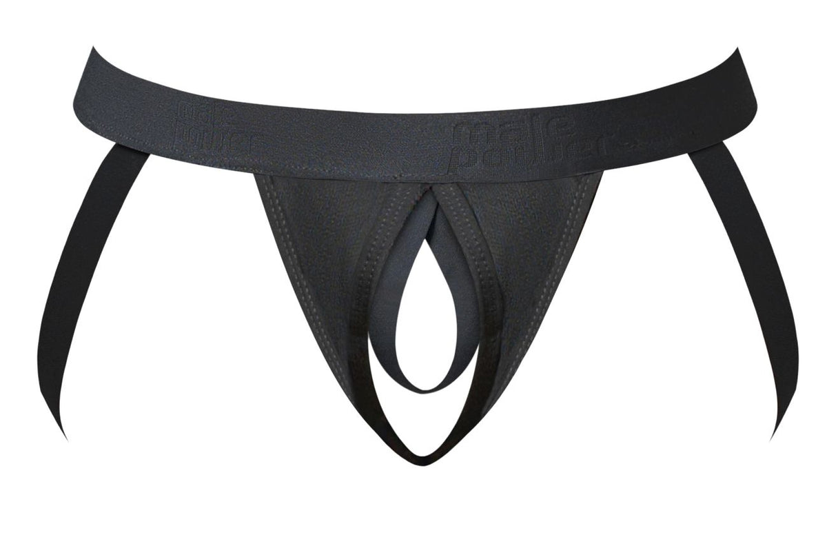 Male Power Men's Underwear 348-304 Open Ended Jock Open Front Elastic Cock Ring Color Black