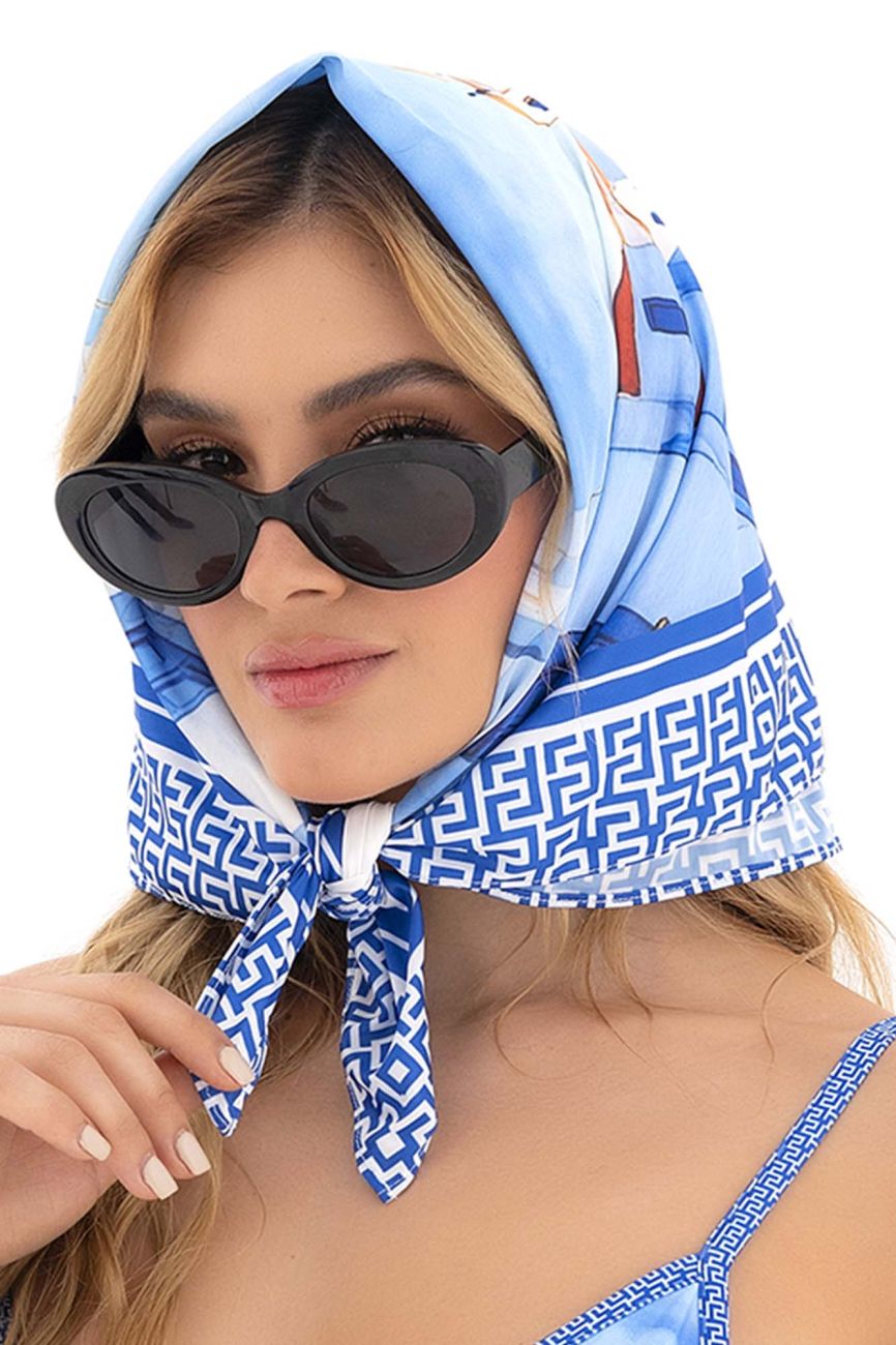 Mapale Women's Swimwear 47018 All Ways Scarf Color Santorini Blue
