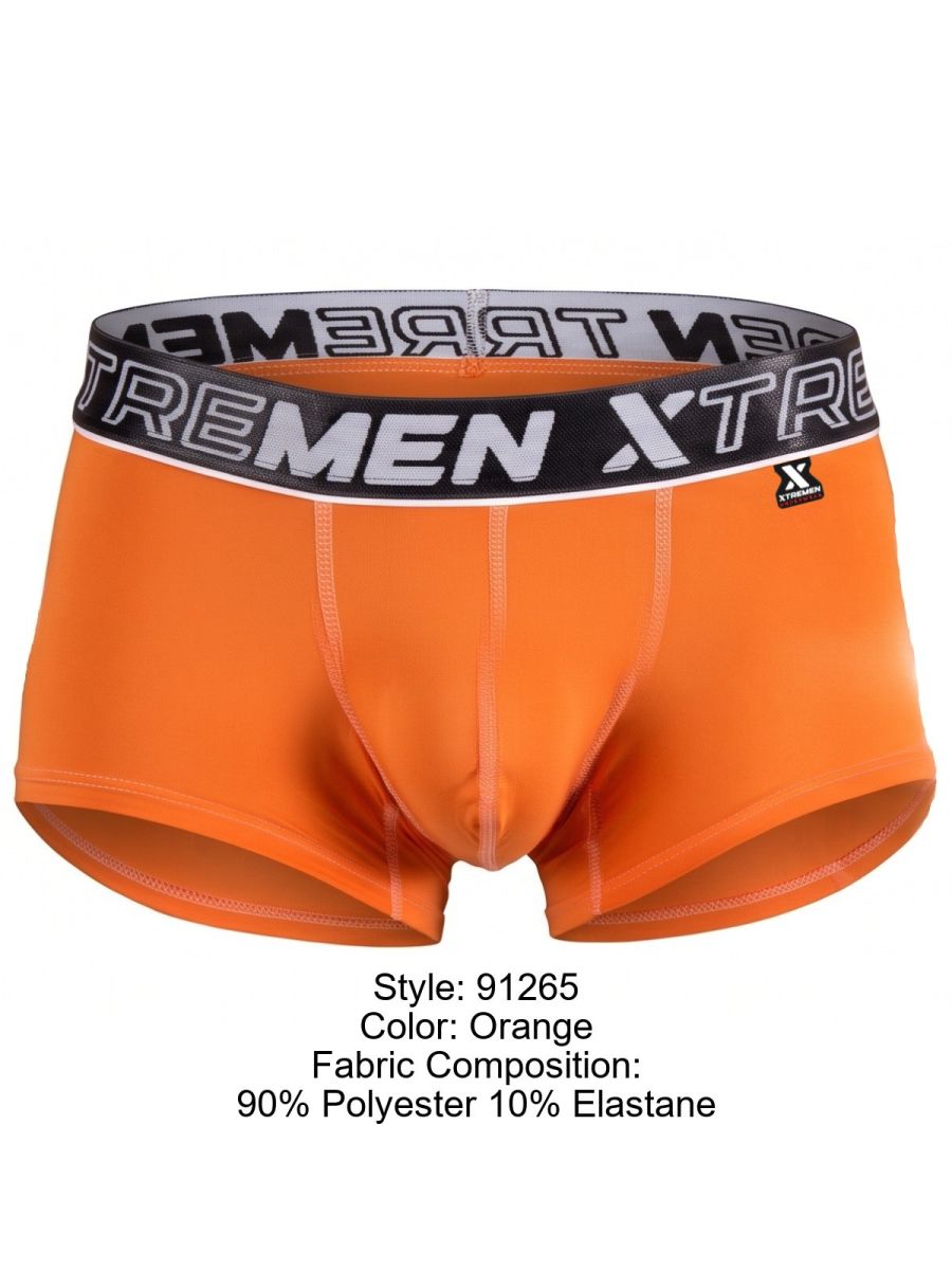 Xtremen 91265 Men's Underwear Sleek Microfiber Stretch Trunks Color Orange