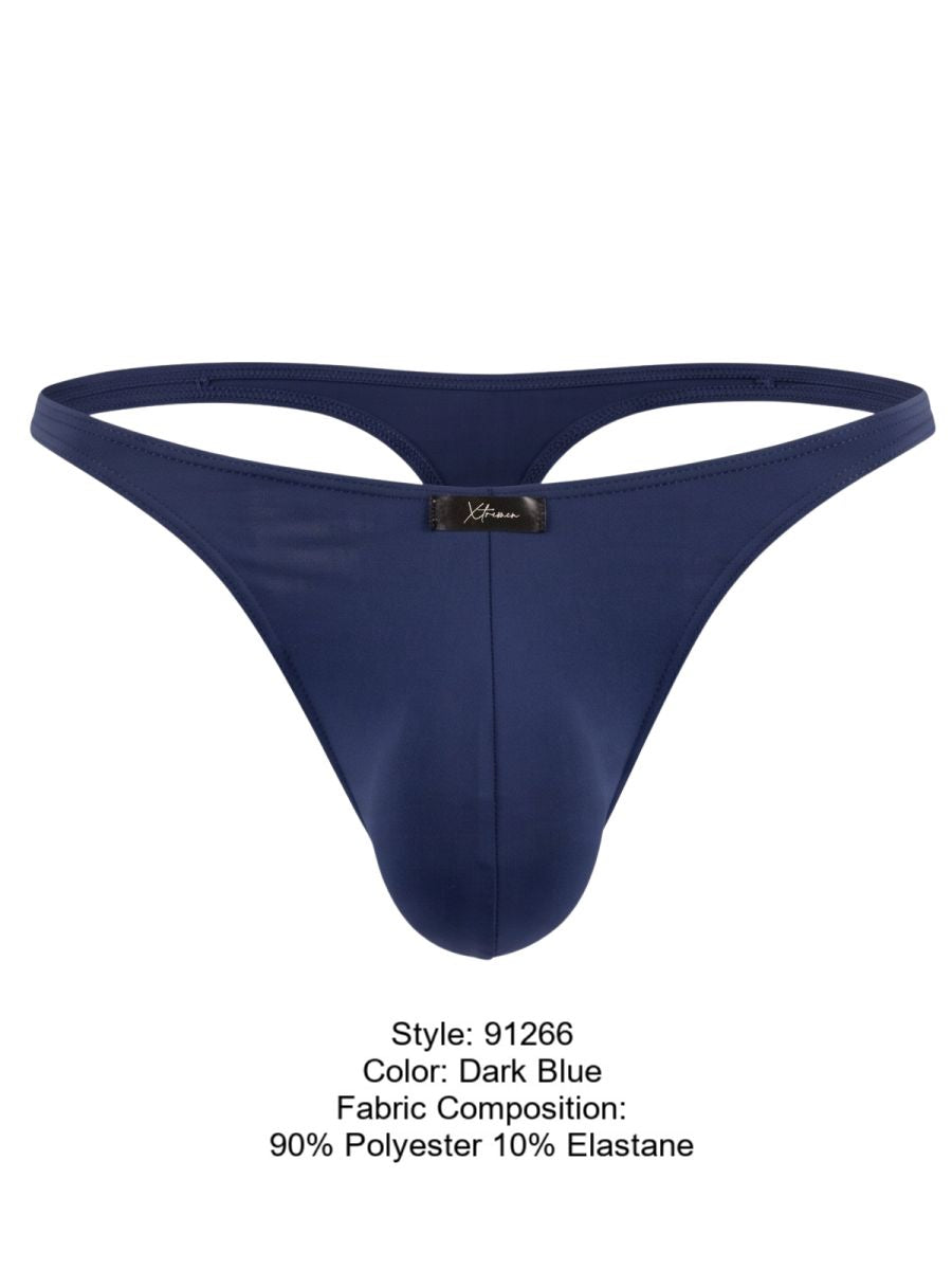 Xtremen 91266 Men's Underwear Sleek Microfiber Thongs Color Dark Blue