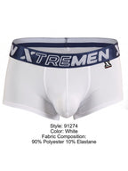Xtremen 91274 Men's Underwear Microfiber Trunks for Daily Support Color White