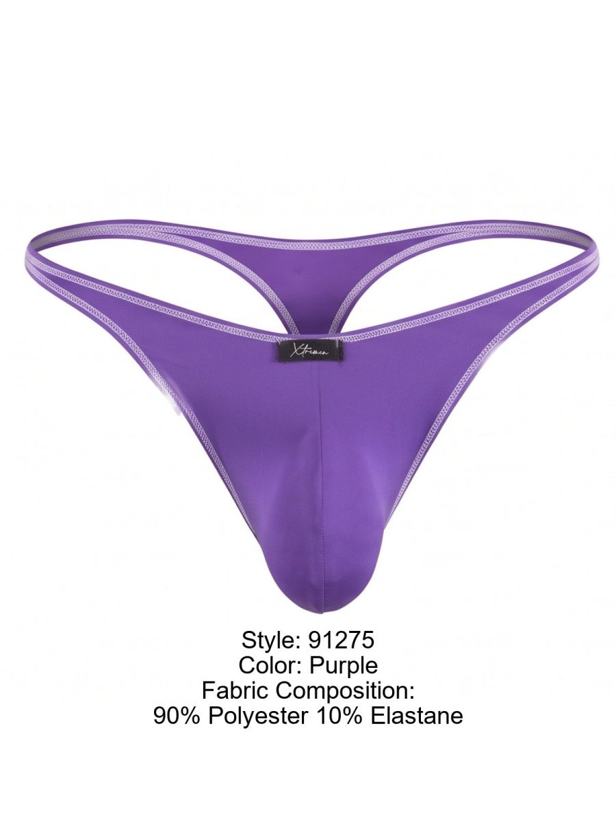 Xtremen 91275 Men's Underwear Sleek Microfiber Thongs Color Purple