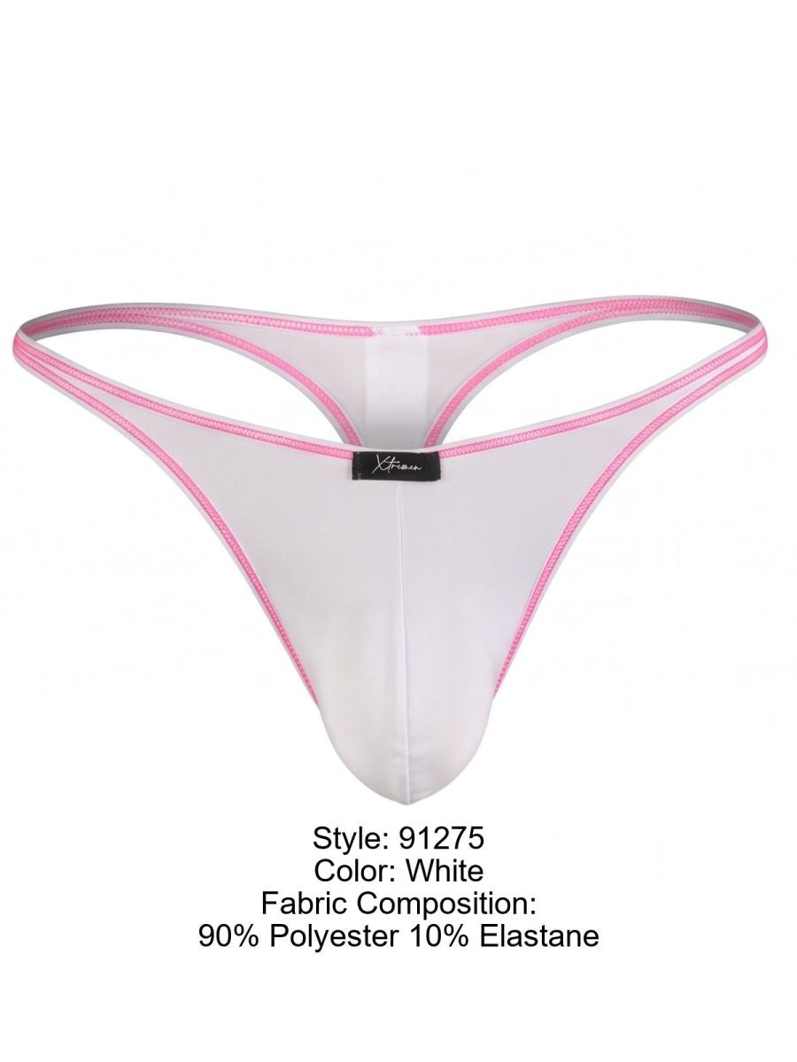 Xtremen 91275 Men's Underwear Sleek Microfiber Thongs Color White