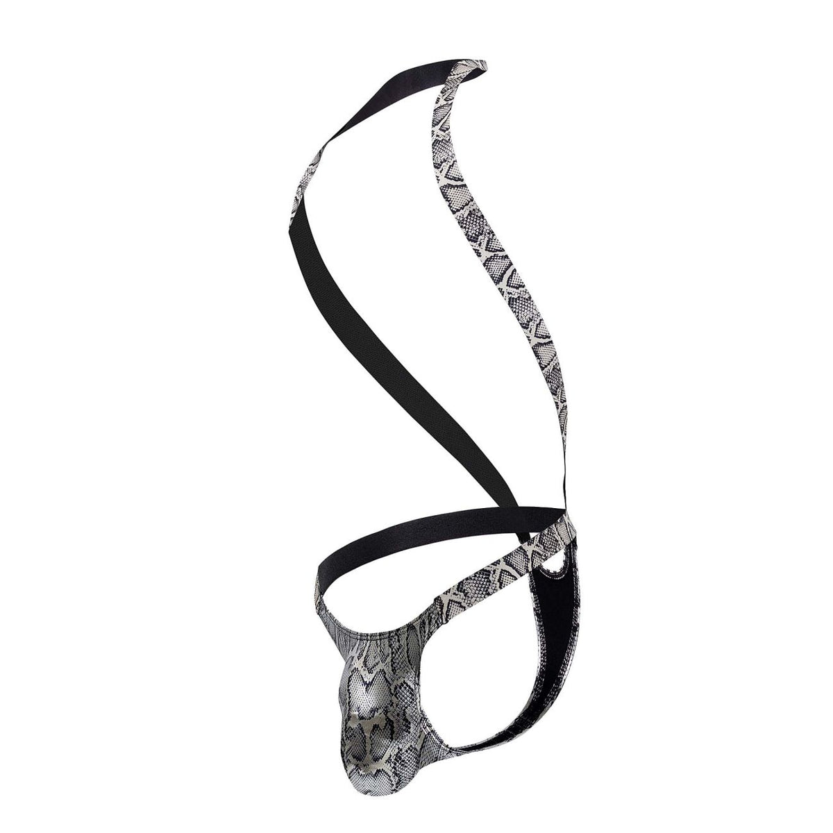 Male Power Men's Underwear 404-282 S-naked Shoulder Sling Harness Thong Color Silver-Black