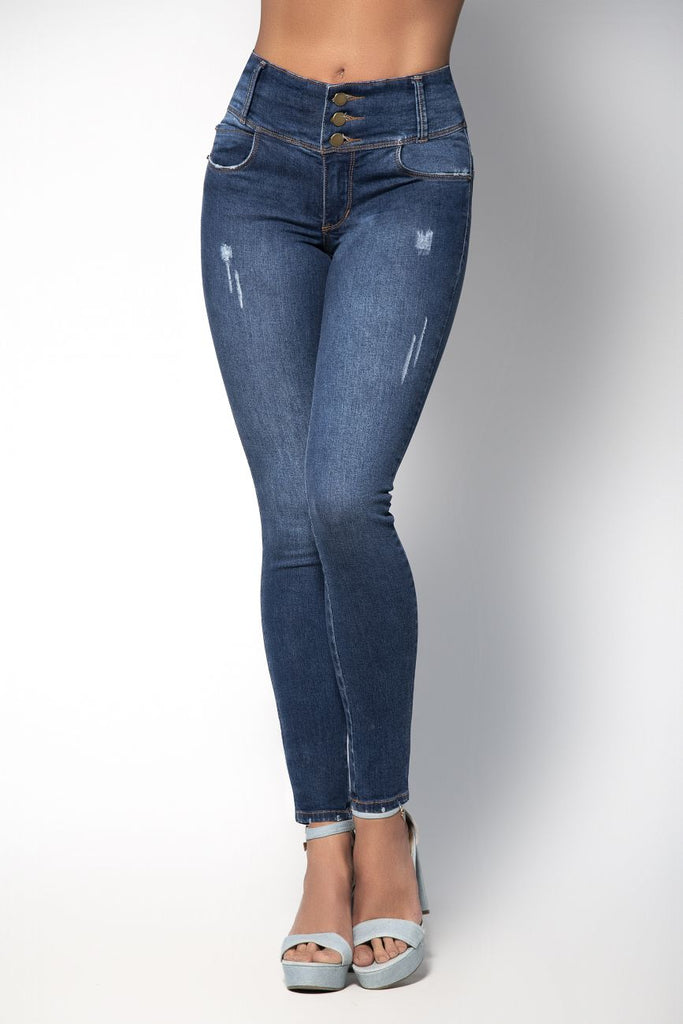 Mapale D1913 Butt lifting jeans with Girdle Lining Color Blue